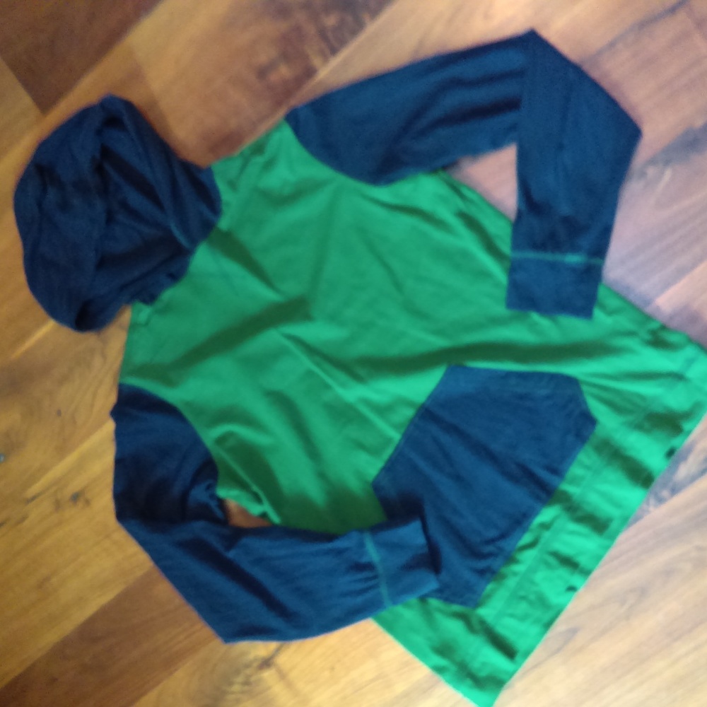 Boys Blue and Green Lightweight Hooded Shirt